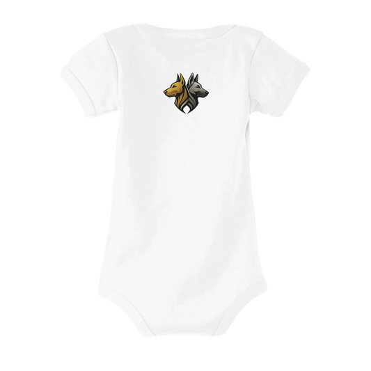 Body bébé blanc coton bio manches courtes Dobermann logo MolossDesign