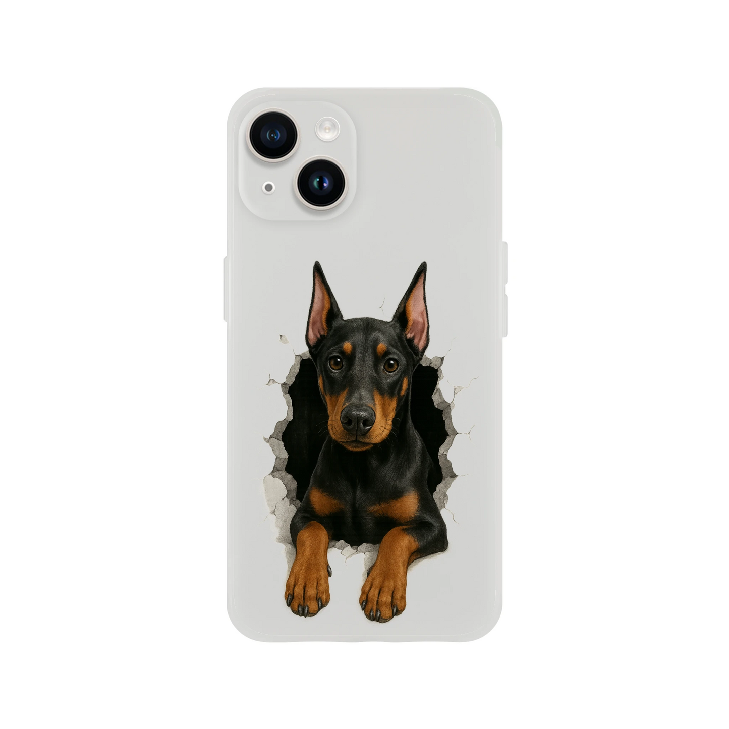 Coque pour Iphone Dobermann trou mur