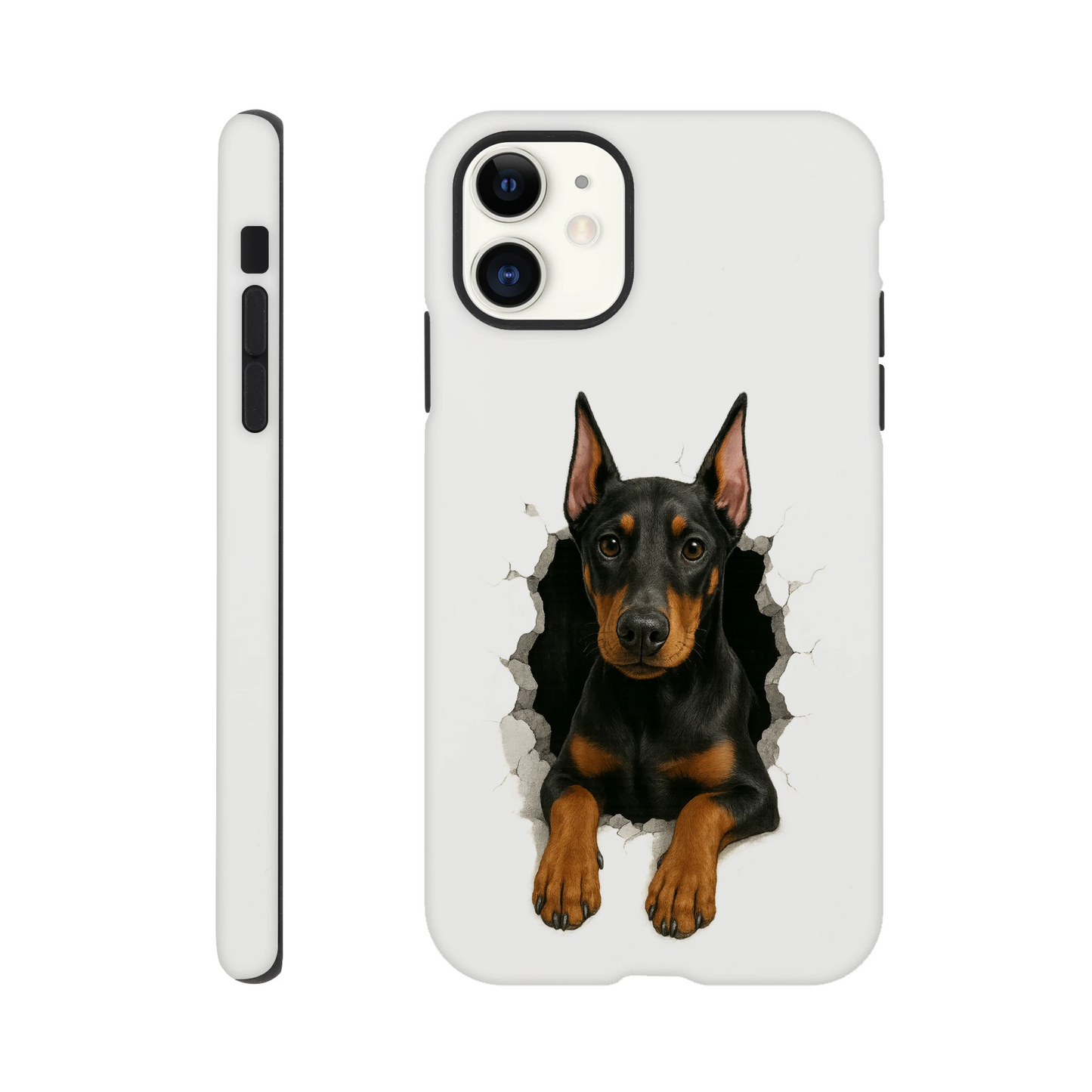 Coque résistante pour Iphone-Dobermann trou mur
