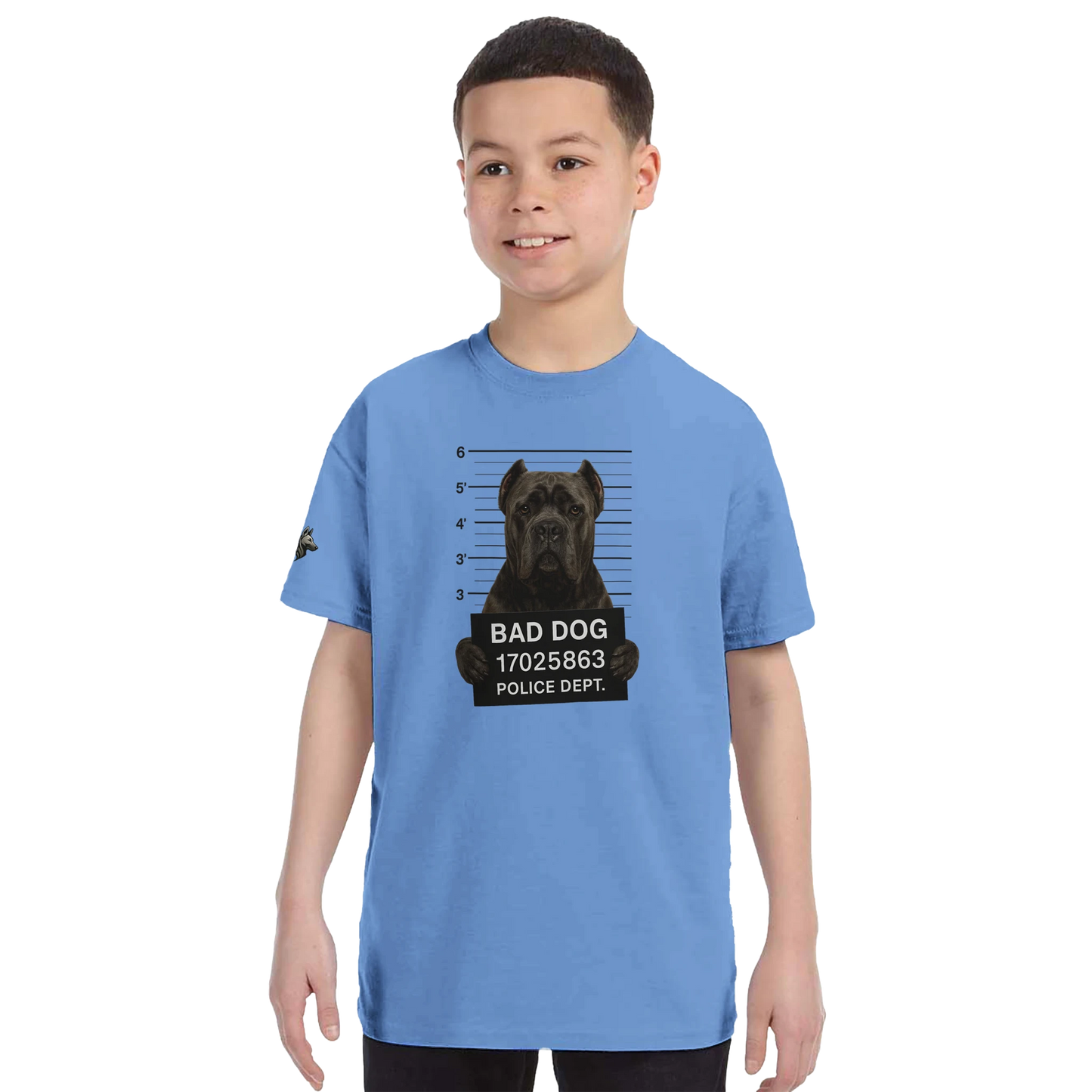 T-shirt enfant unisexe classique ras du cou bleu Bad Dog Cane Corso