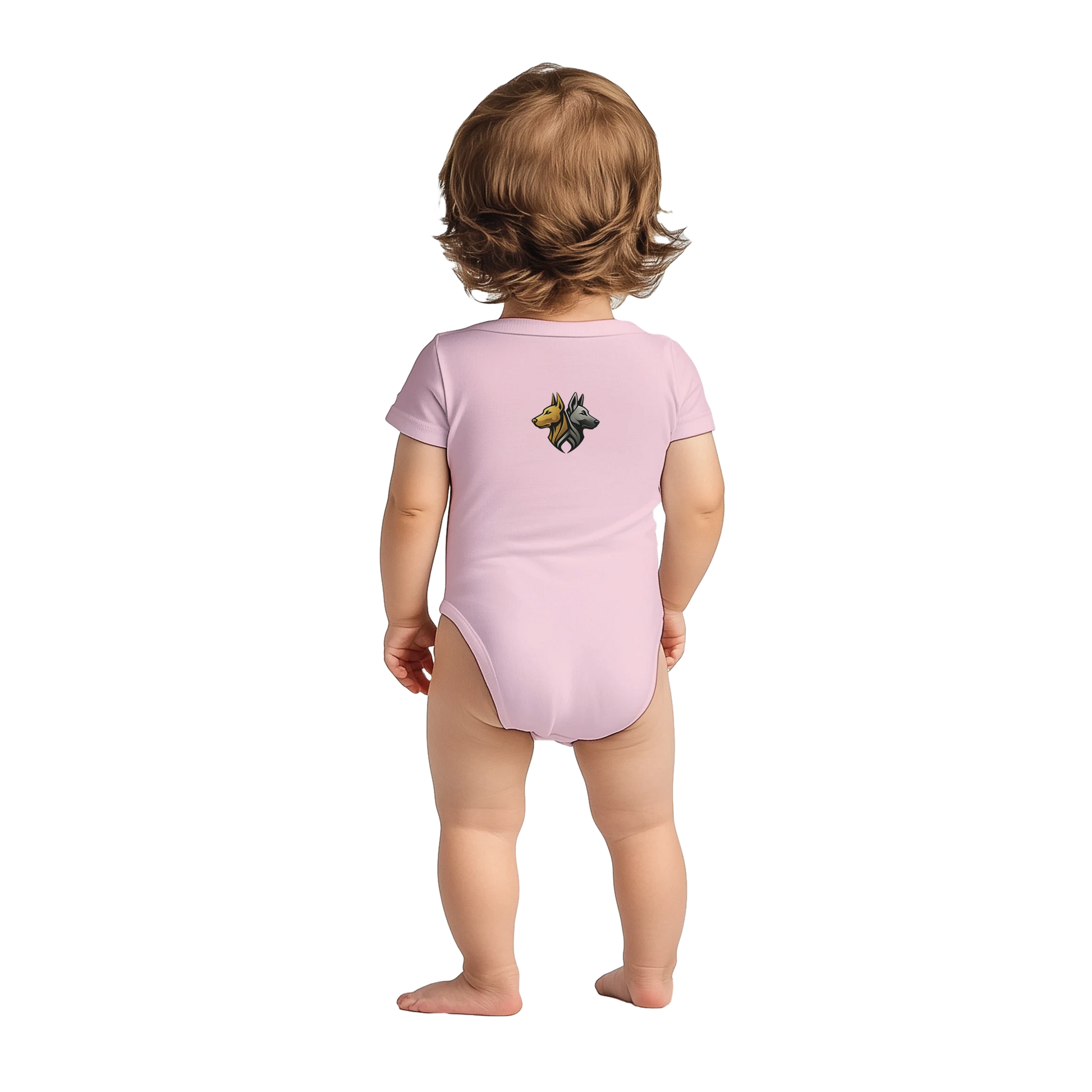 Grenouillère bébé classique à manches courtes Cane Corso humour 1 avec logo sur le dos MolossDesign