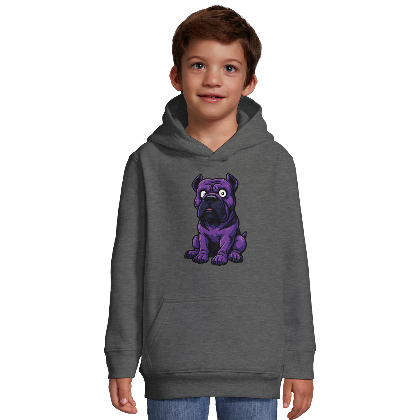 Sweat-shirt à capuche enfant gris Cane Corso humour