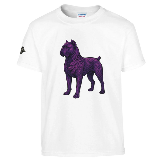 T-shirt enfant unisexe classique ras du cou blanc Cane  Corso+Dragon