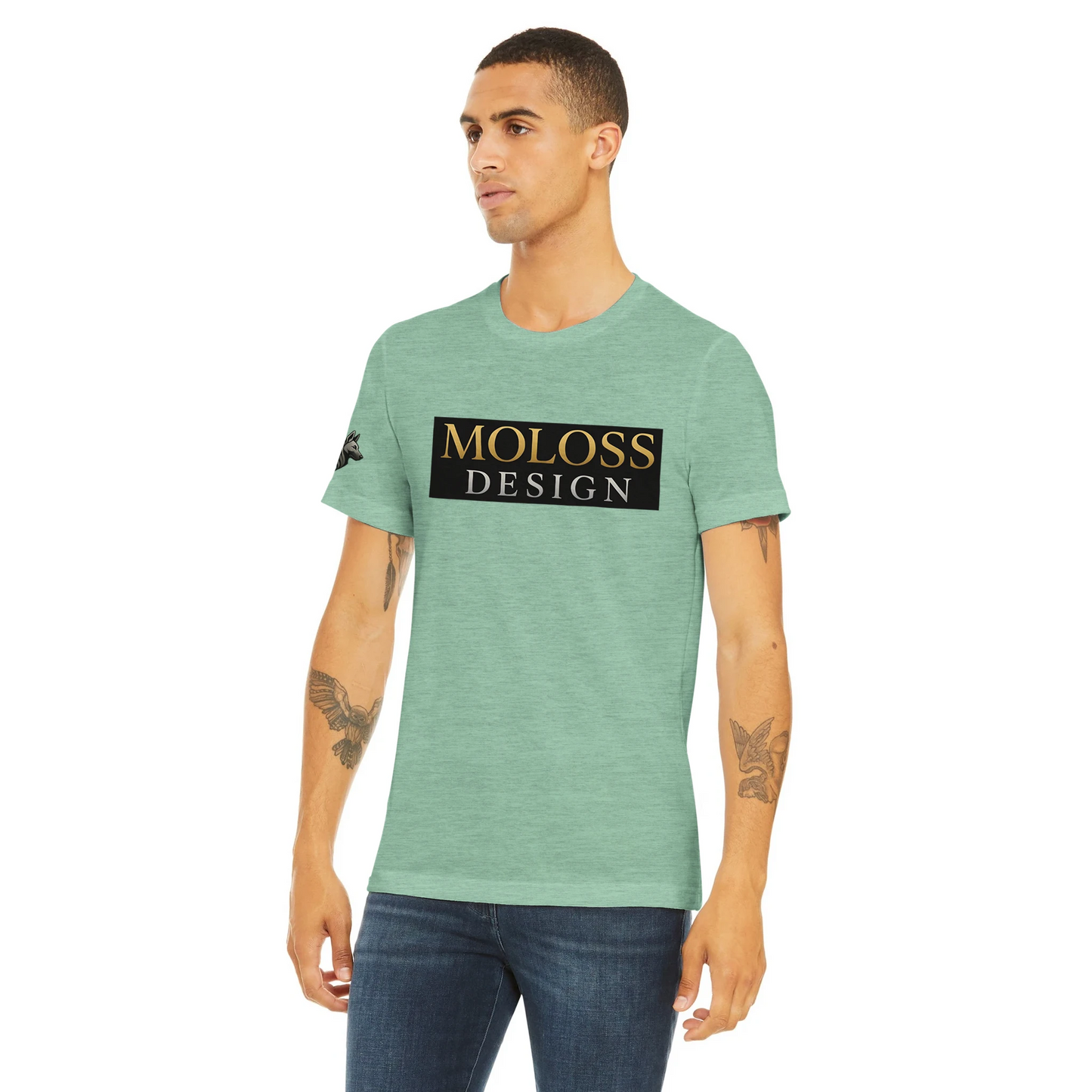 T-shirt  sport unisexe Triblend ras du cou vert logo MolossDesign