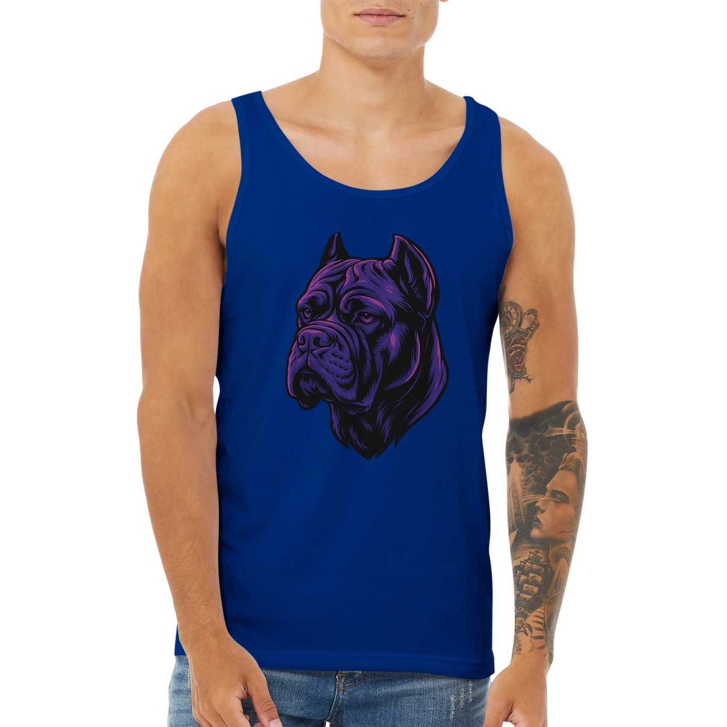 Débardeur adulte unisexe premium bleu tête Cane Corso