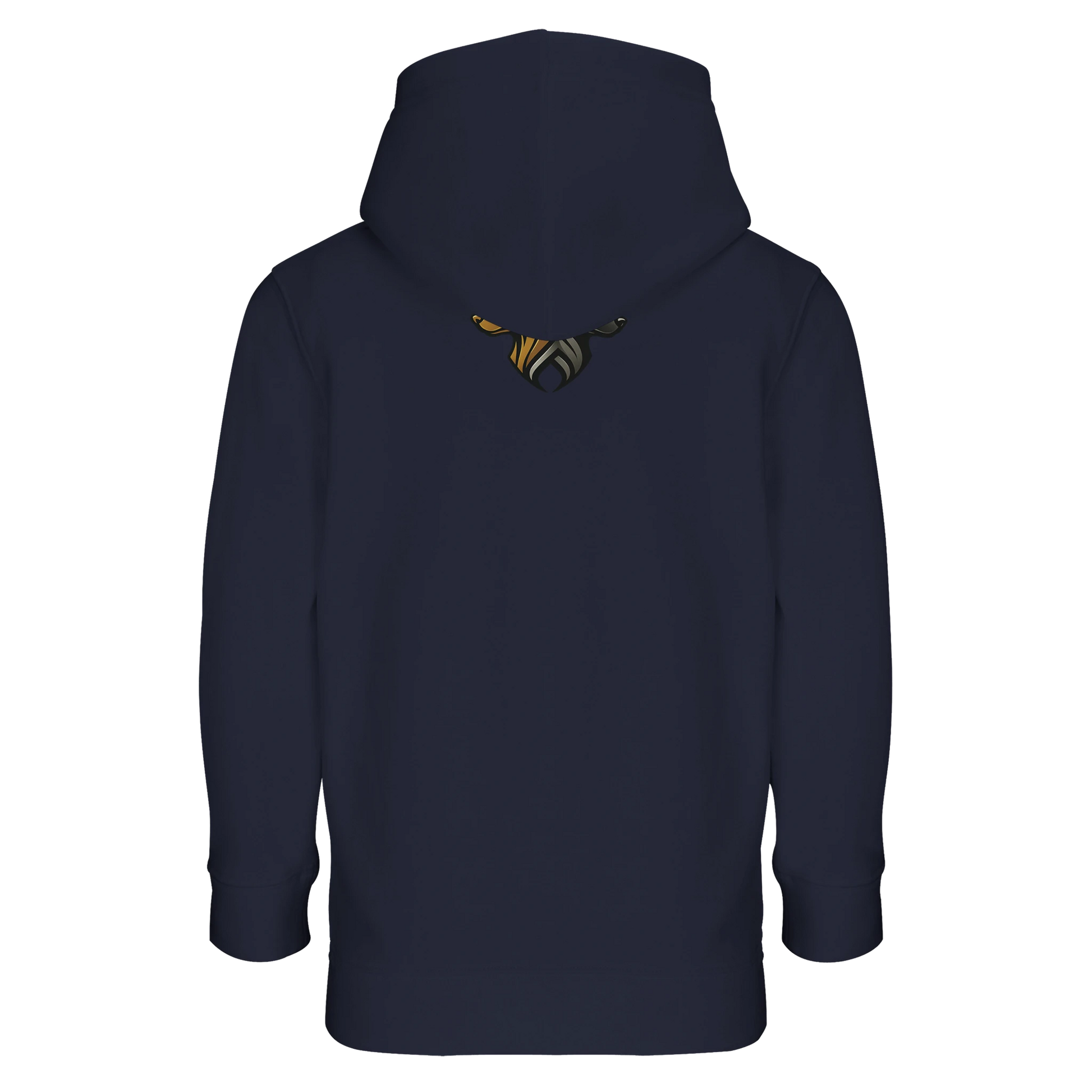 Marque MolossDesign | Sweat-shirt à capuche enfant mélange recyclé Dobermann doré assis1 avec logo sur le dos MolossDesign