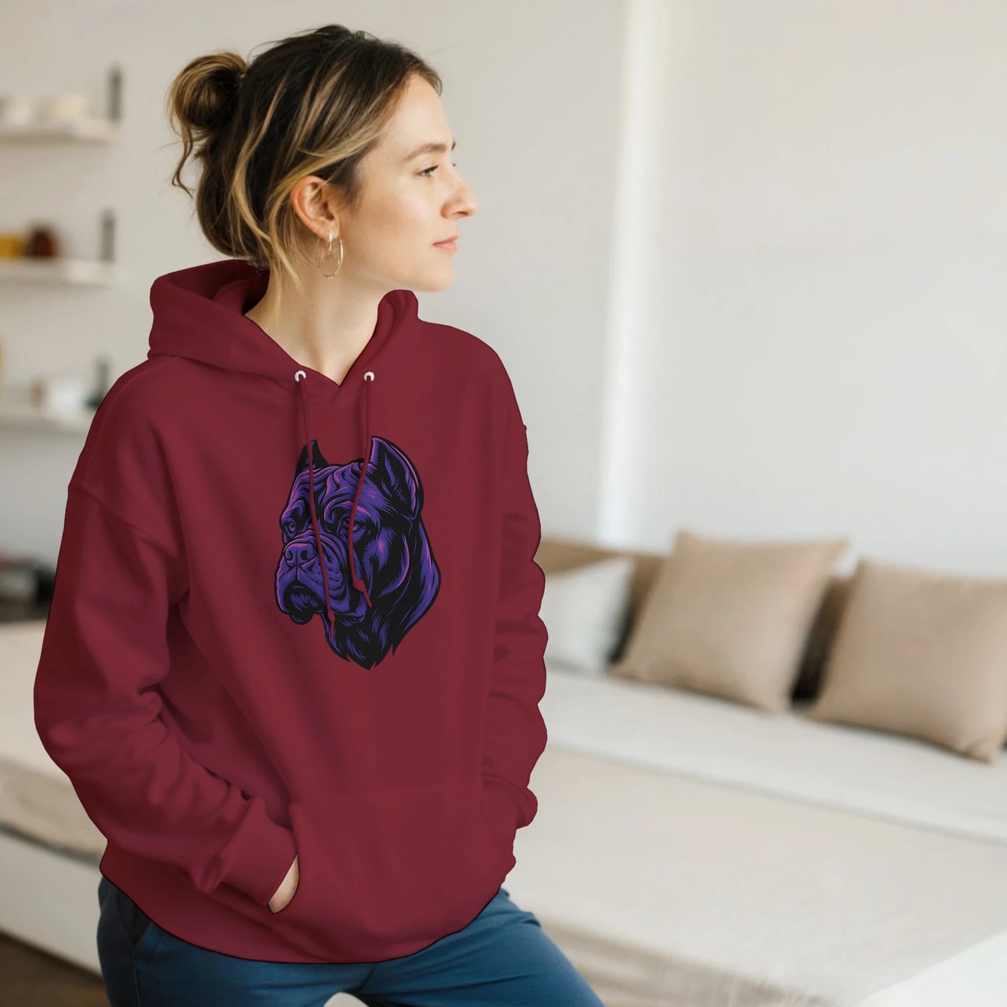 Sweat à capuche adulte unisexe classique rouge tête Cane Corso