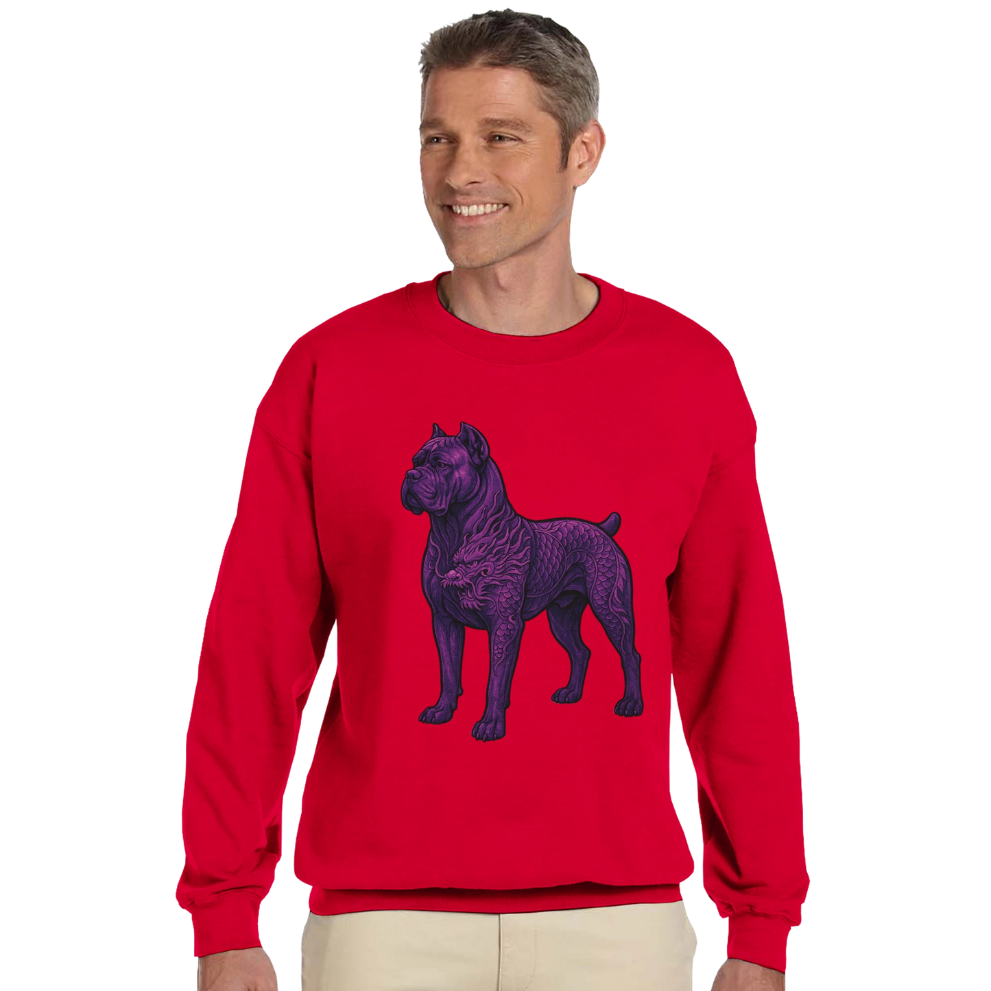 Sweat-shirt adulte unisexe classique ras du cou rouge Cane Corso