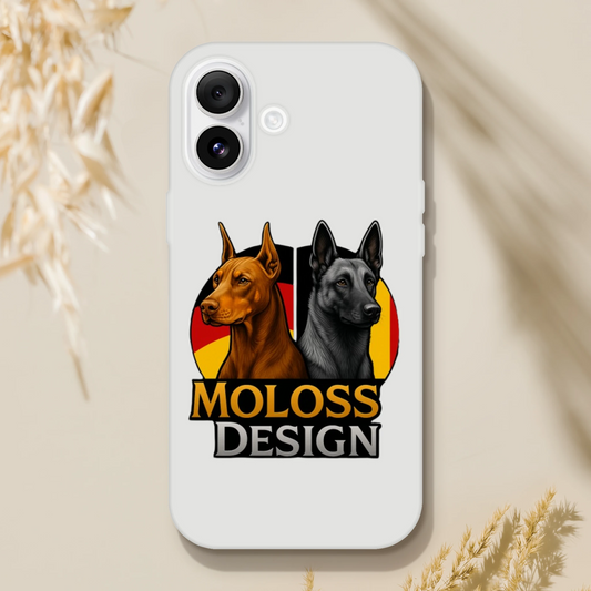 Marque MolossDesign | Coque transparente pour IPhone Dobermann+Malinois avec drapeaux1 MolossDesign