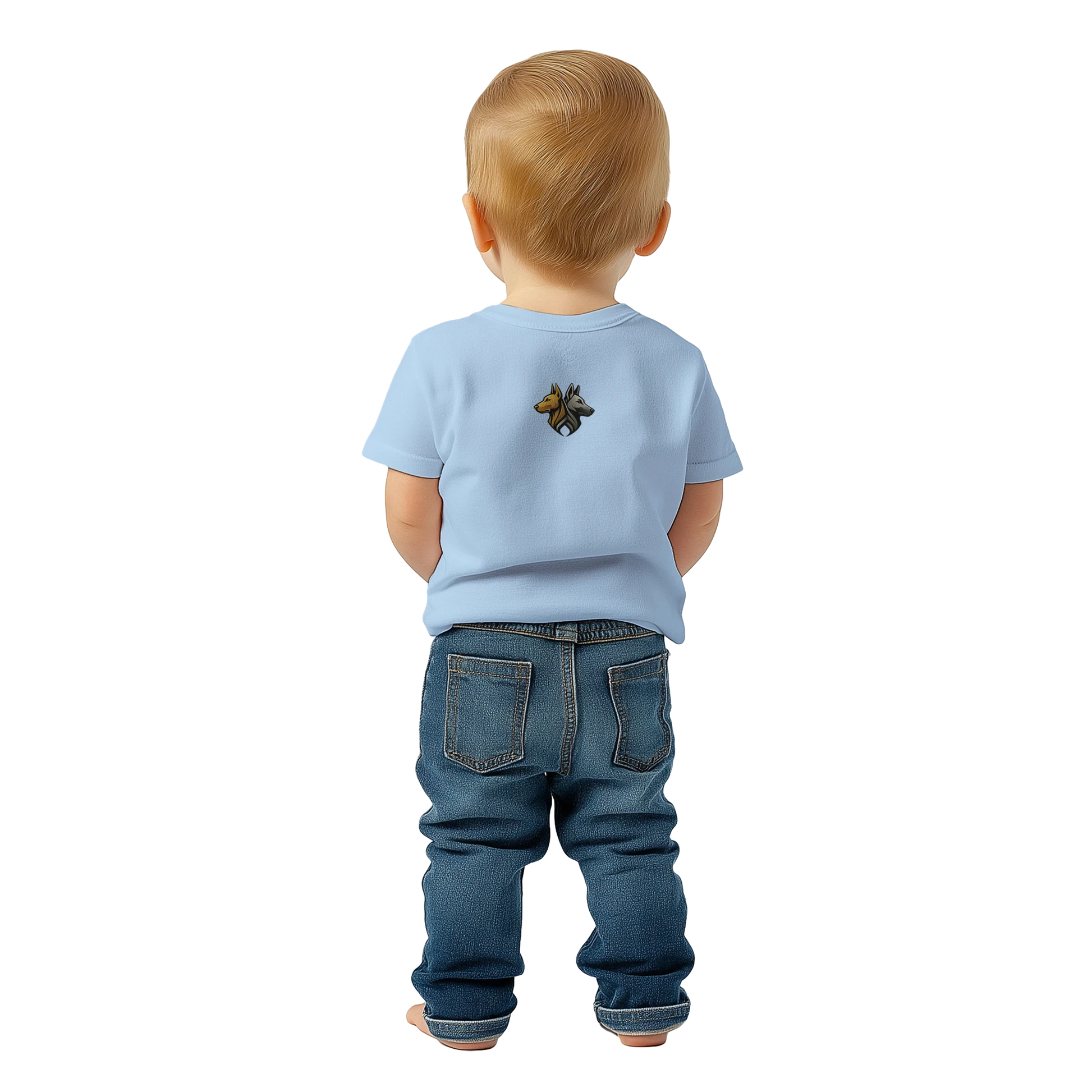 T-shirt bébé bleu ciel coton manches courtes MolossDesign logo MolossDesign