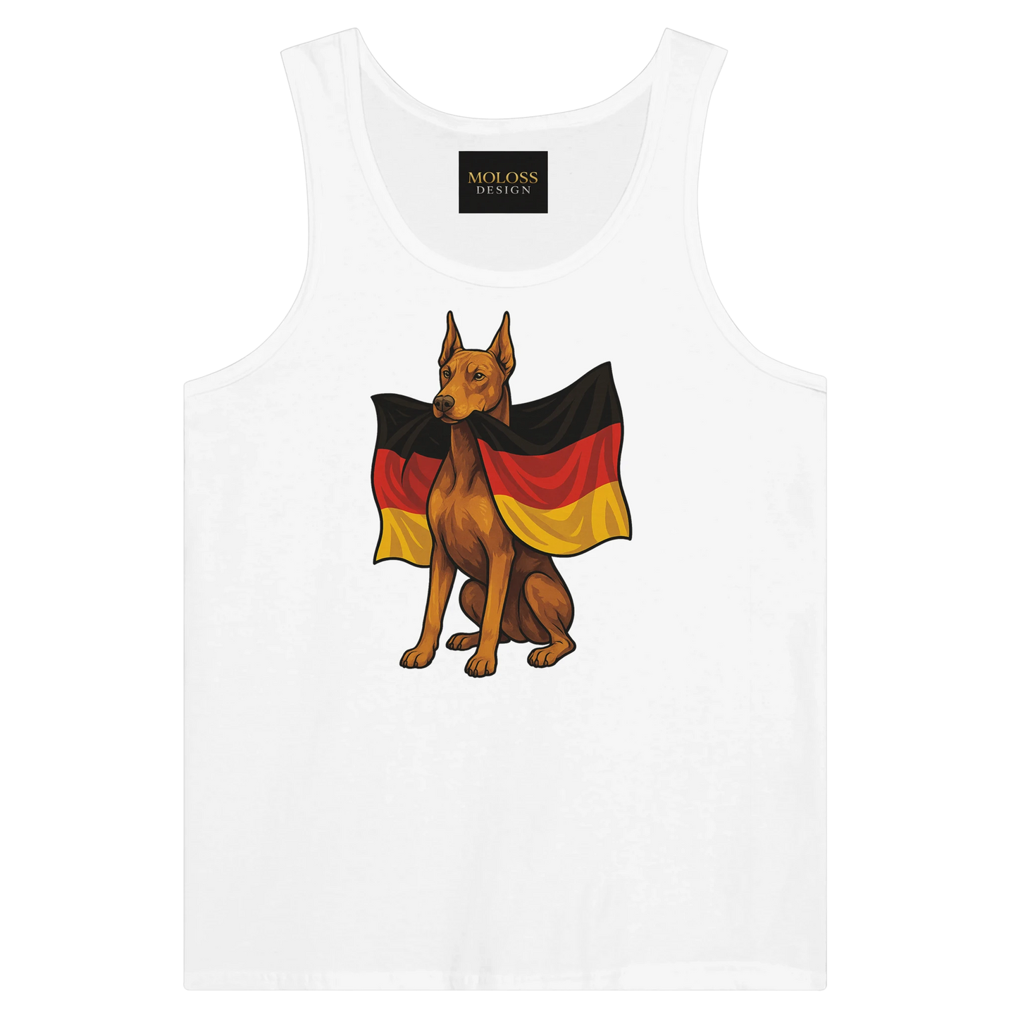 Débardeur adulte unisexe premium blanc Dobermann drapeau