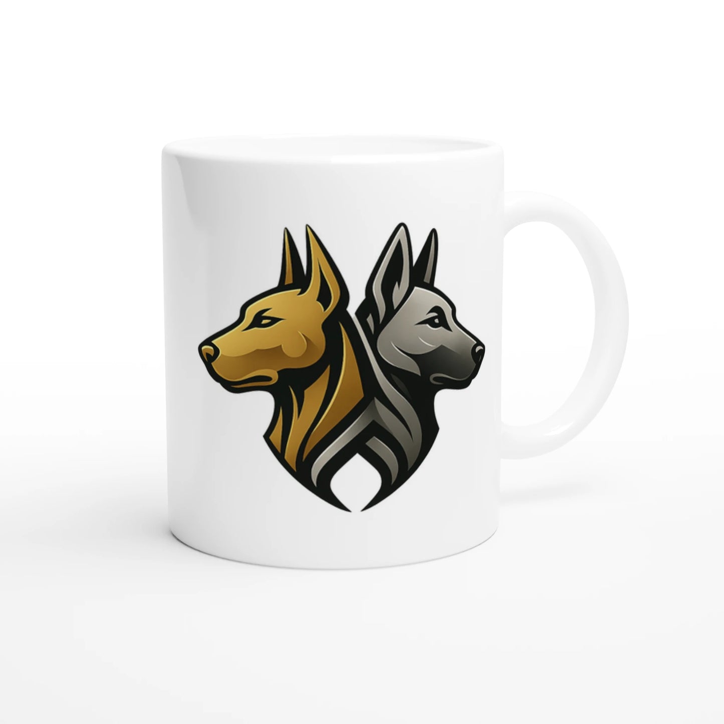 Mug céramique blanche 325 ml (11 oz) Dobermann trou mur logo MolossDesign
