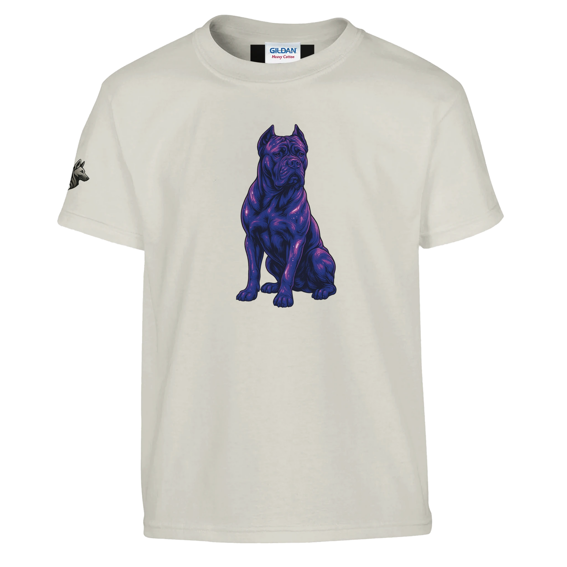 T-shirt enfant classique ras du cou Cane Corso 2 avec logo sur manche droite MolossDesign