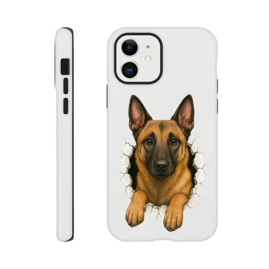 Coque résistante pour Iphone Malinois trou mur2