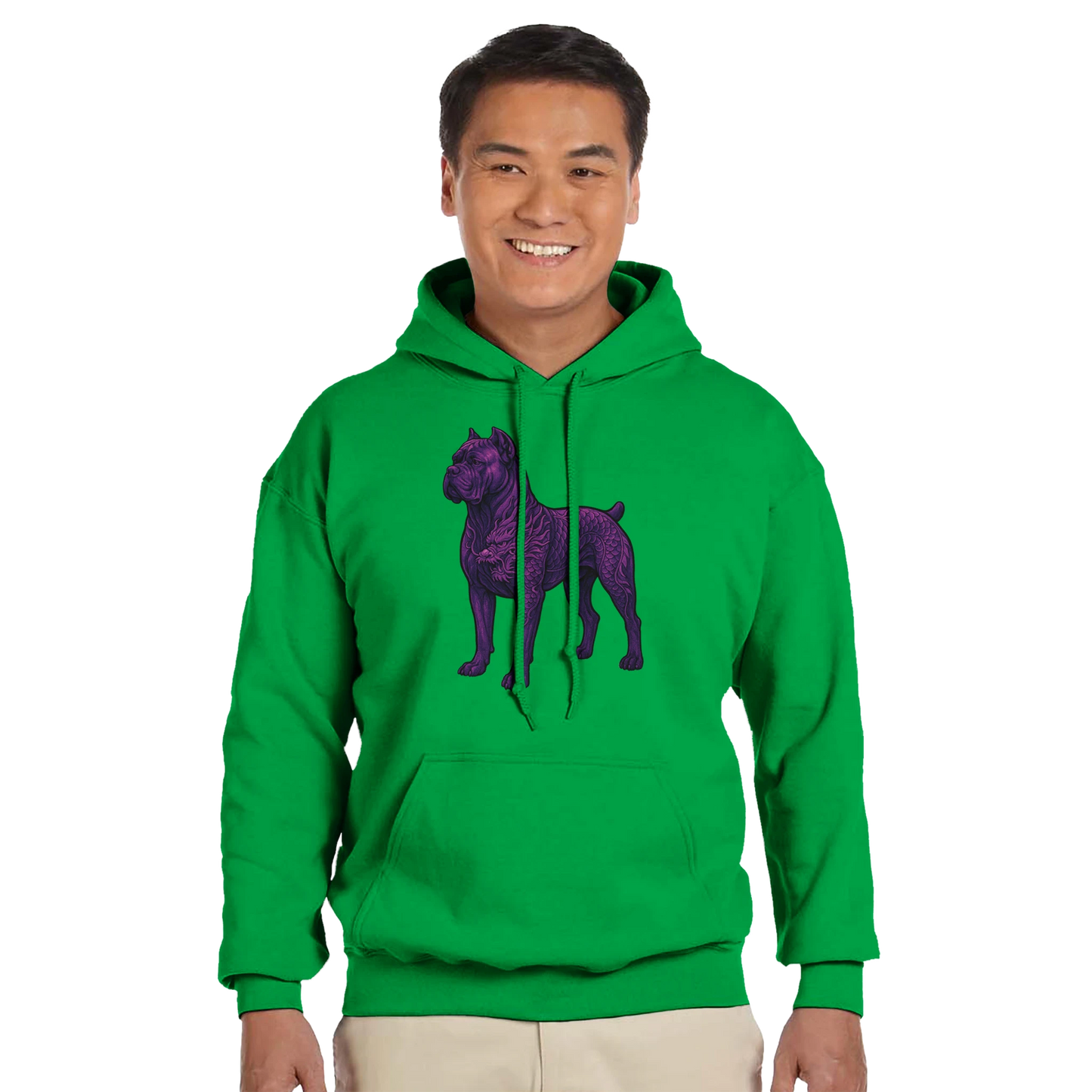 Sweat à capuche adulte unisexe classique vert Dragon Cane Corso
