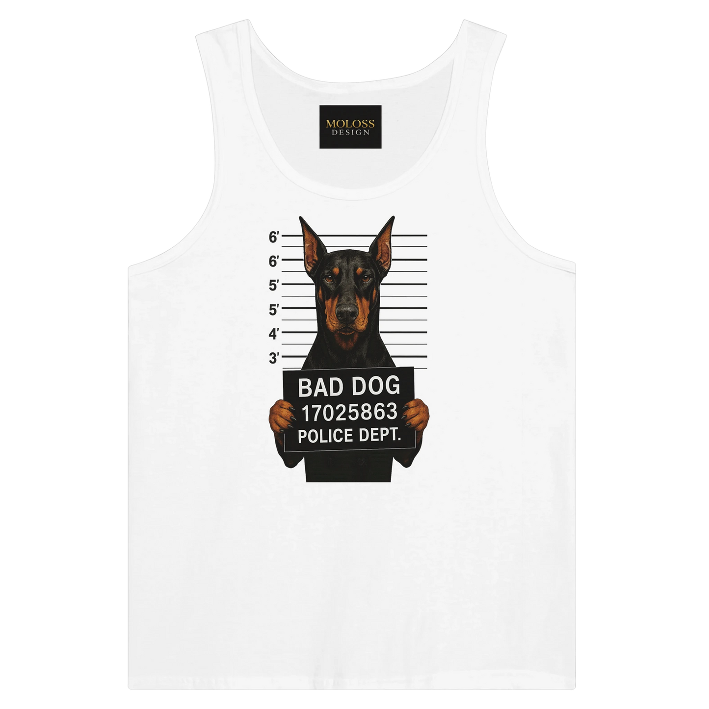 Débardeur adulte unisexe premium blanc Bad dog Dobermann