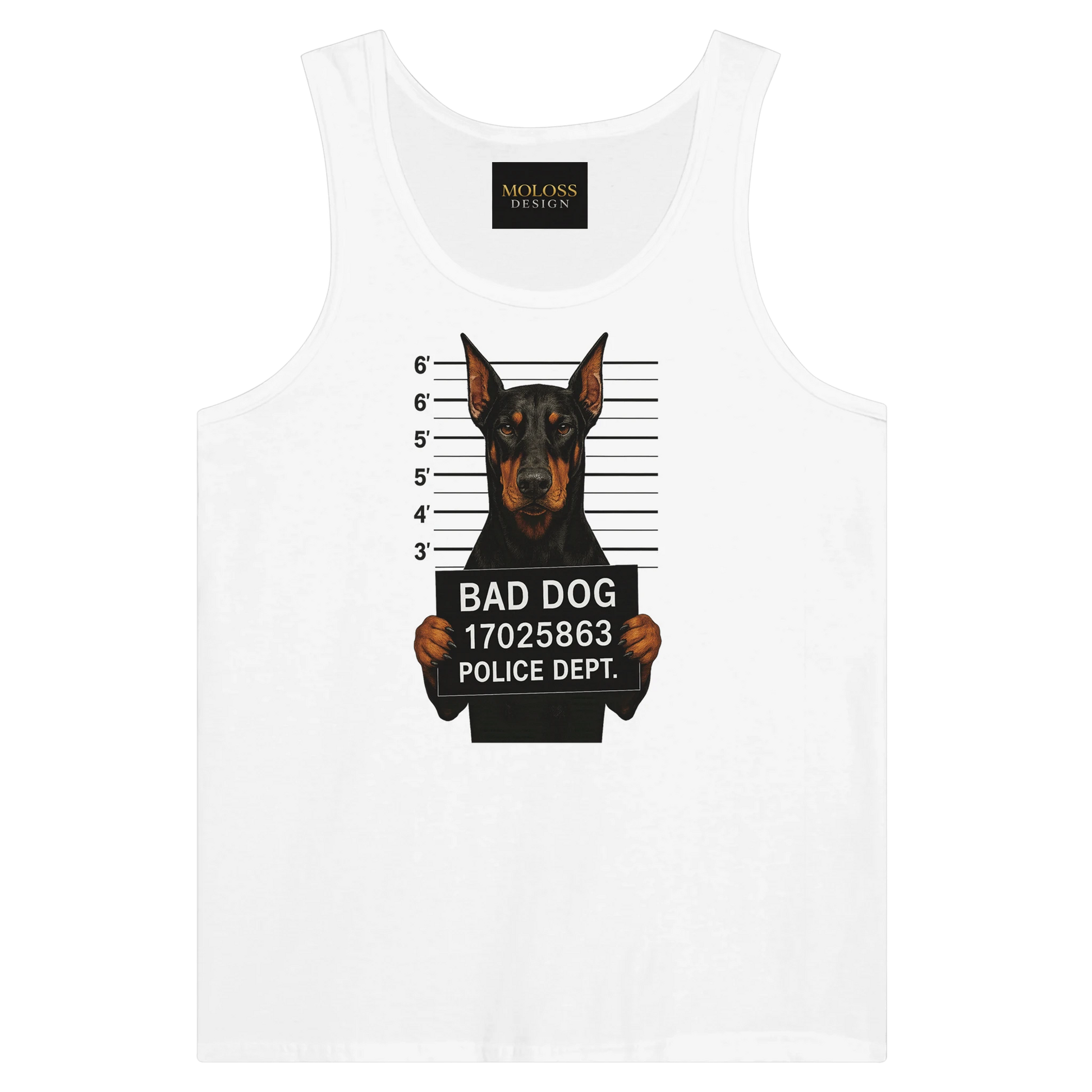 Débardeur adulte unisexe premium blanc Bad dog Dobermann