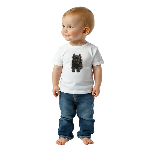 T-shirt bébé blanc Cane Corso trou mur