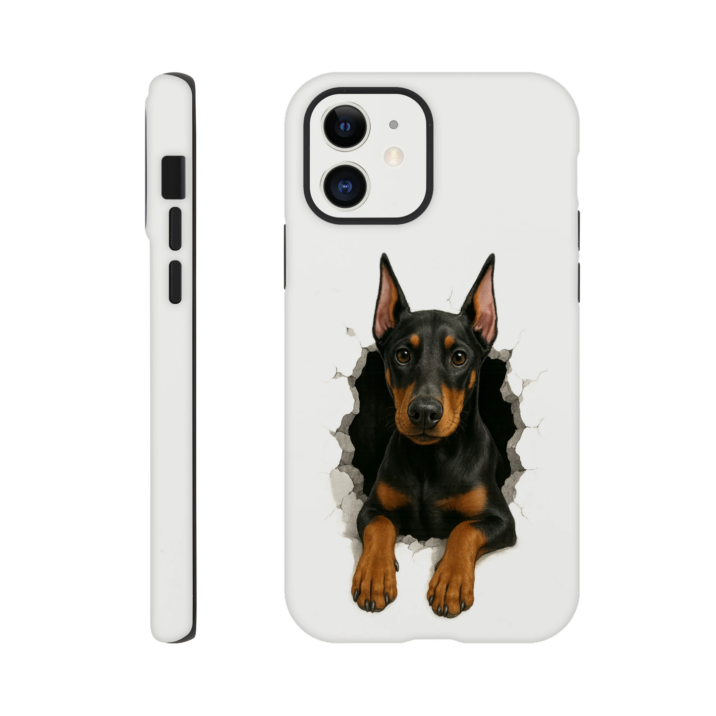 Coque résistante pour Iphone-Dobermann trou mur