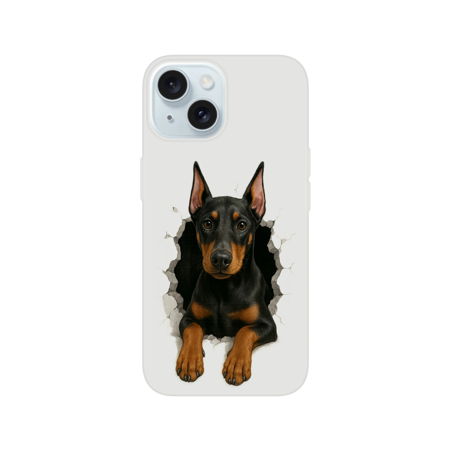Coque pour Iphone Dobermann trou mur