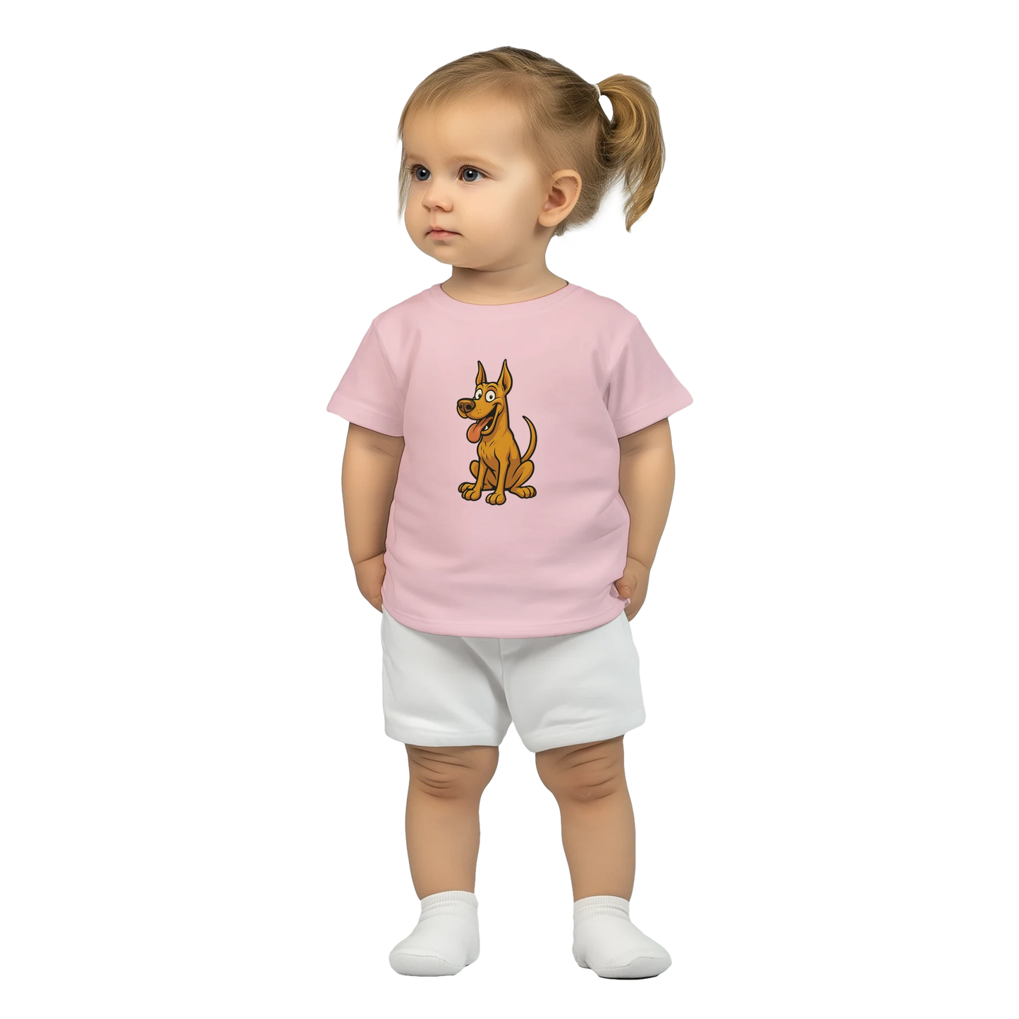 T-shirt bébé rose coton manches courtes Dobermann