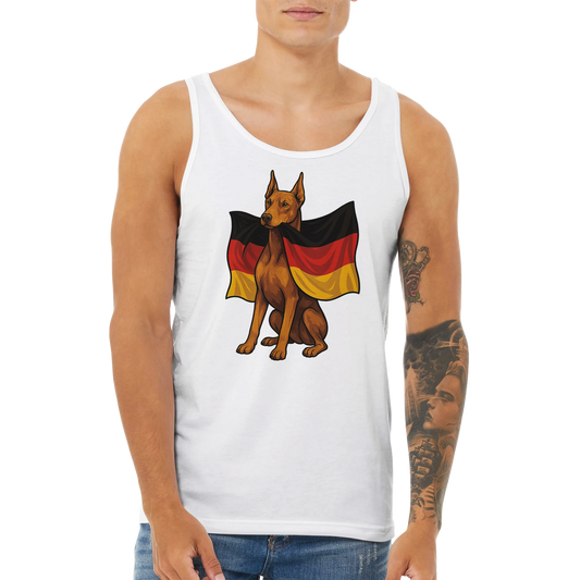 Débardeur adulte unisexe premium blanc Dobermann drapeau