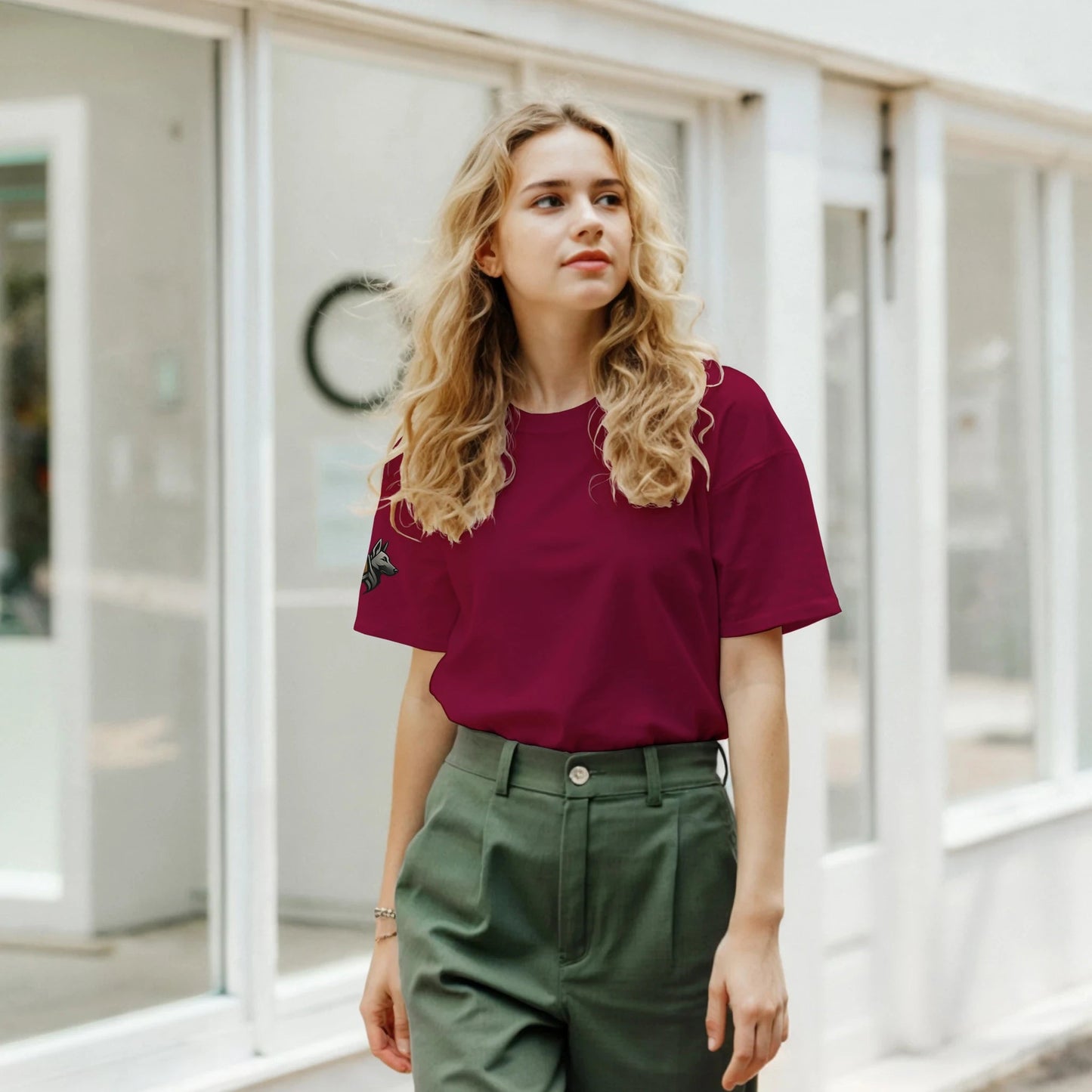 T-shirt adulte unisexe classique ras du cou avec logo sur manche droite MolossDesign