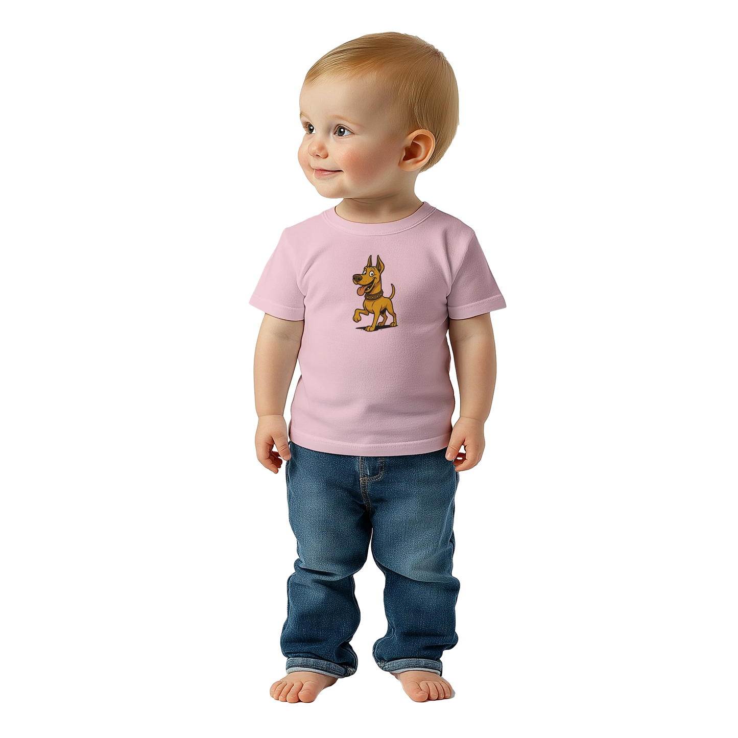 T-shirt bébé rose coton manches courtes Dobermann