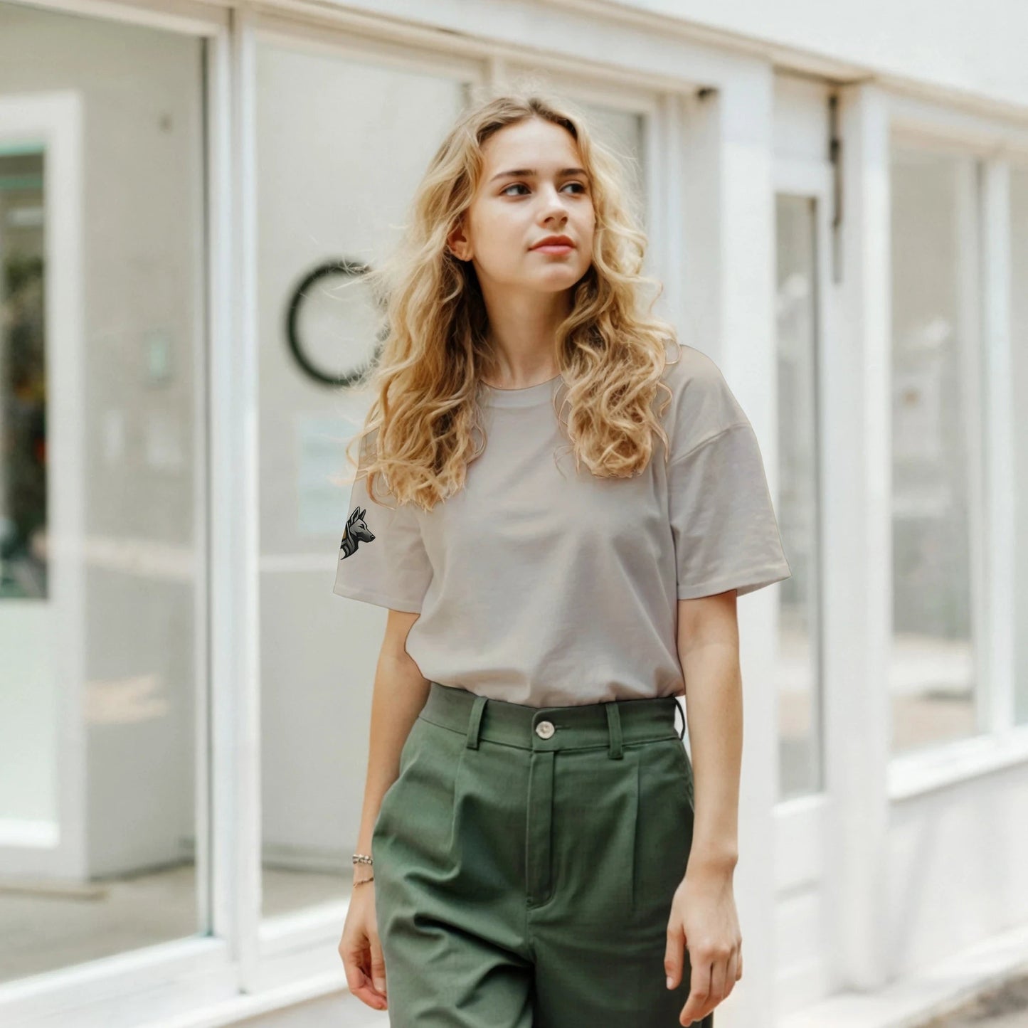 T-shirt adulte unisexe classique ras du cou avec logo sur manche droite MolossDesign