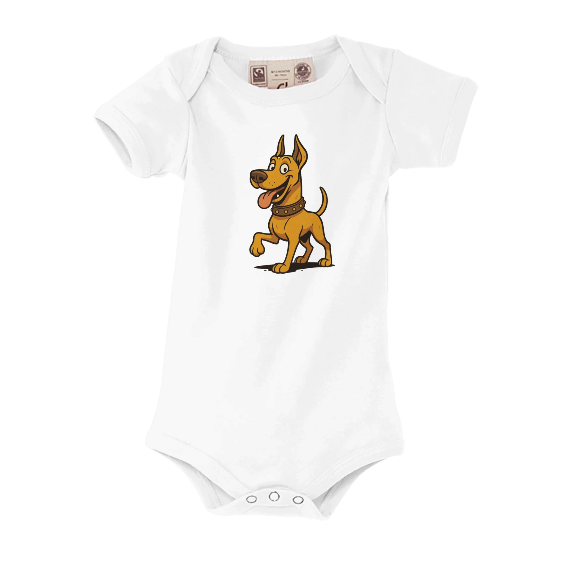 Body bébé blanc coton bio manches courtes Dobermann