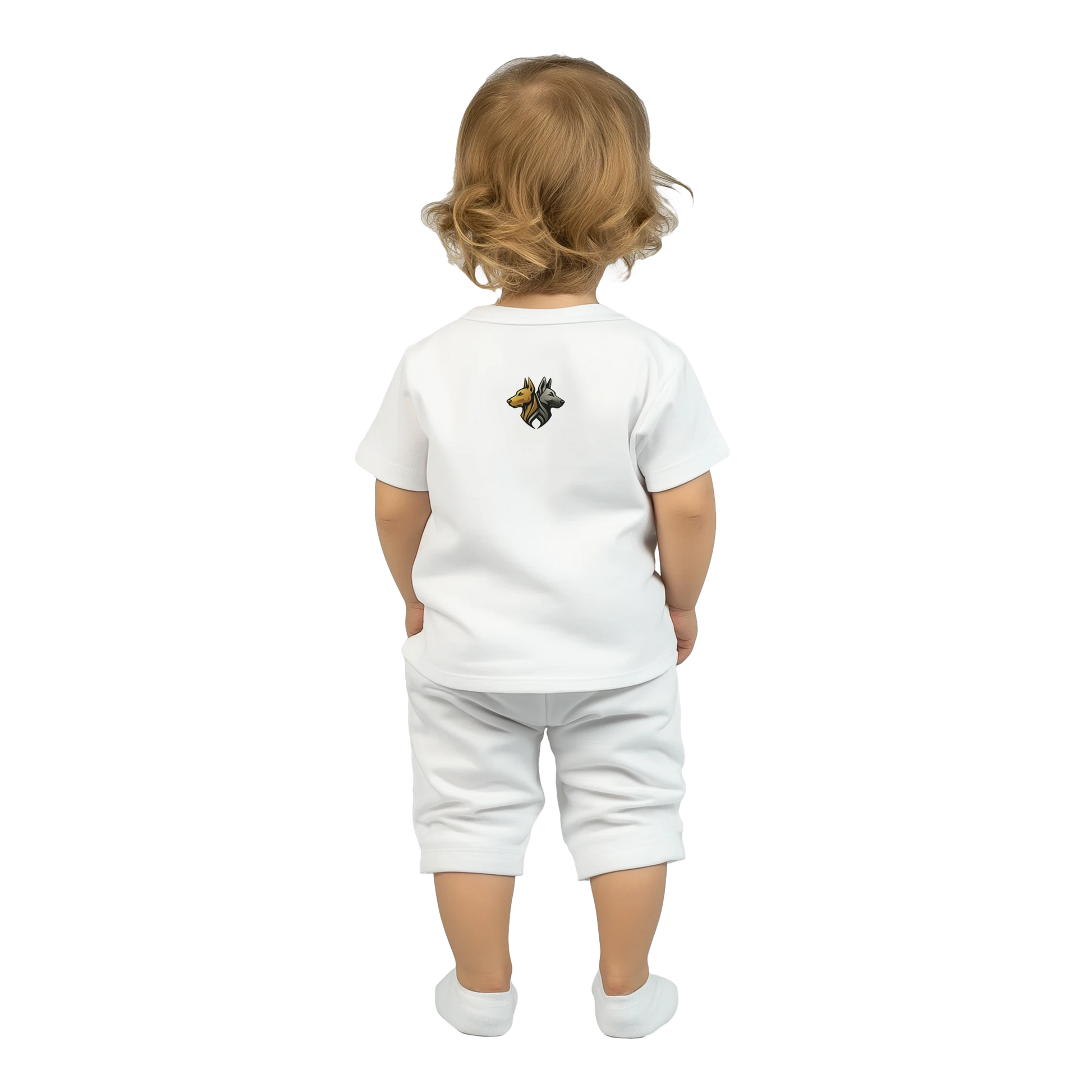 T-shirt bébé blanc coton manches courtes Dobermann logo MolossDesign