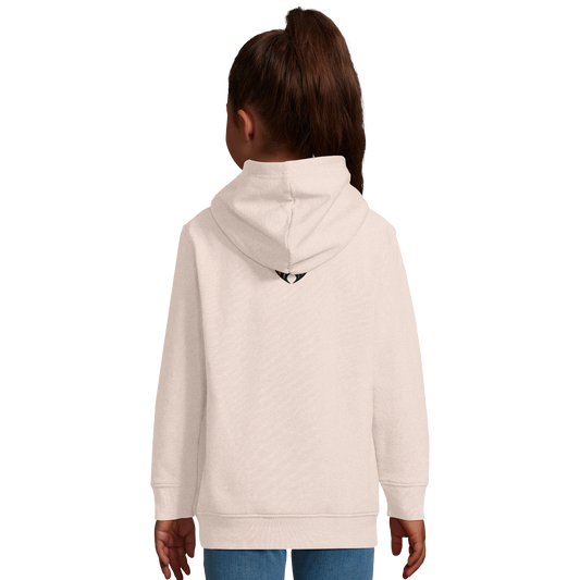 Marque MolossDesign | Sweat-shirt à capuche enfant mélange recyclé tête de Dobermann arc en ciel1 avec logo sur le dos MolossDesign