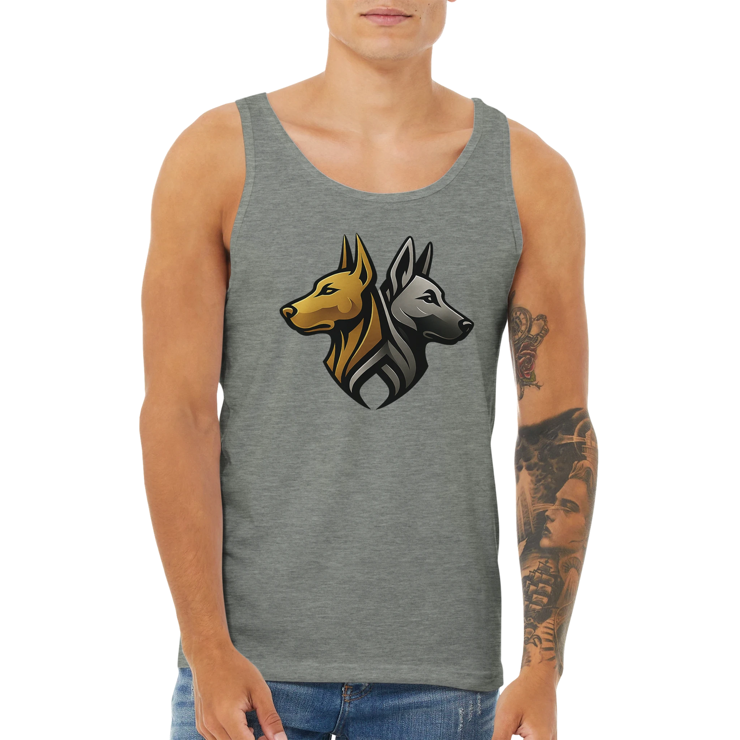 Débardeur adulte unisexe premium gris logo MolossDesign