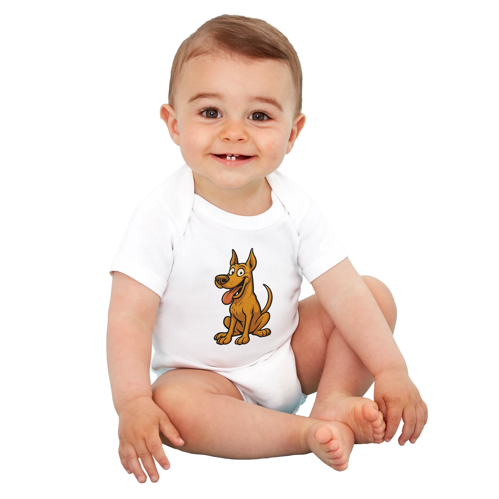 Body bébé blanc coton bio manches courtes Dobermann