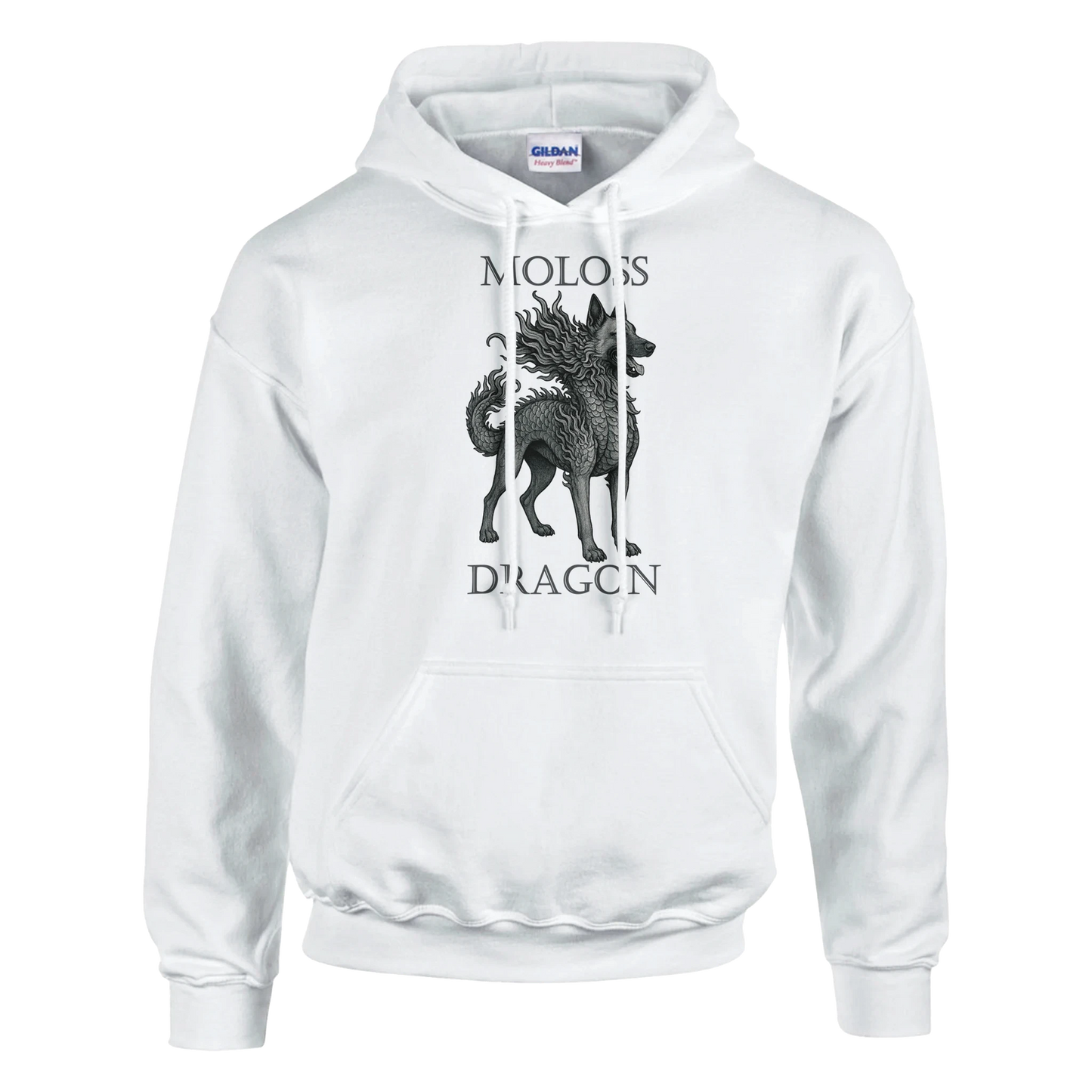 Sweat à capuche adulte unisexe classique blanc Moloss Dragon Malinois