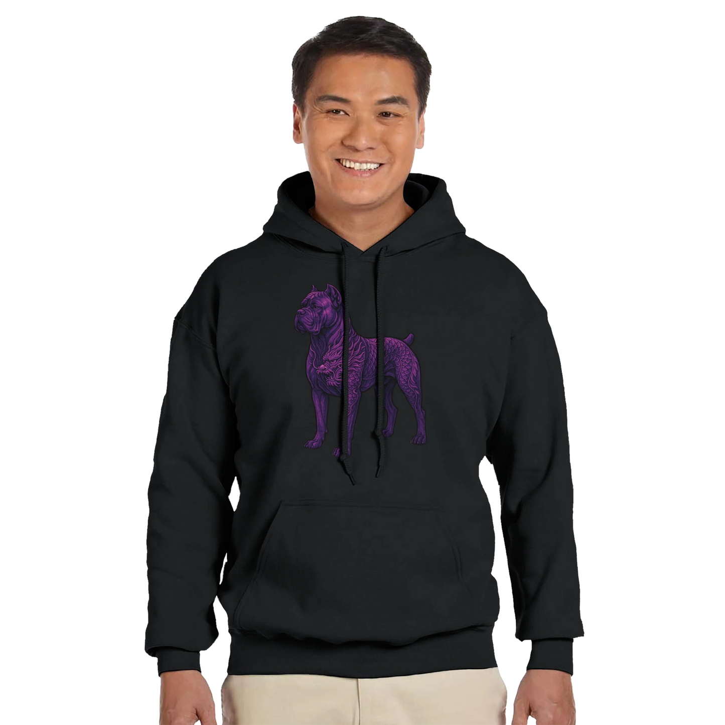 Sweat à capuche adulte unisexe classique noir Dragon Cane Corso