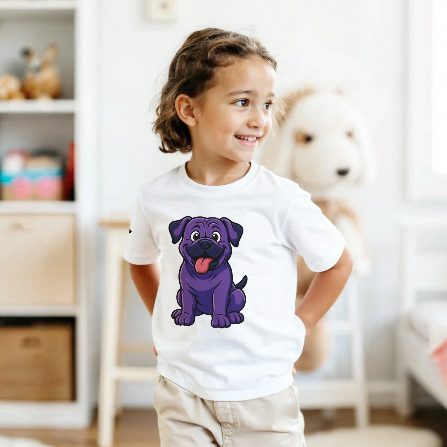 T-shirt enfant unisexe classique ras du cou blanc Cane Corso humour