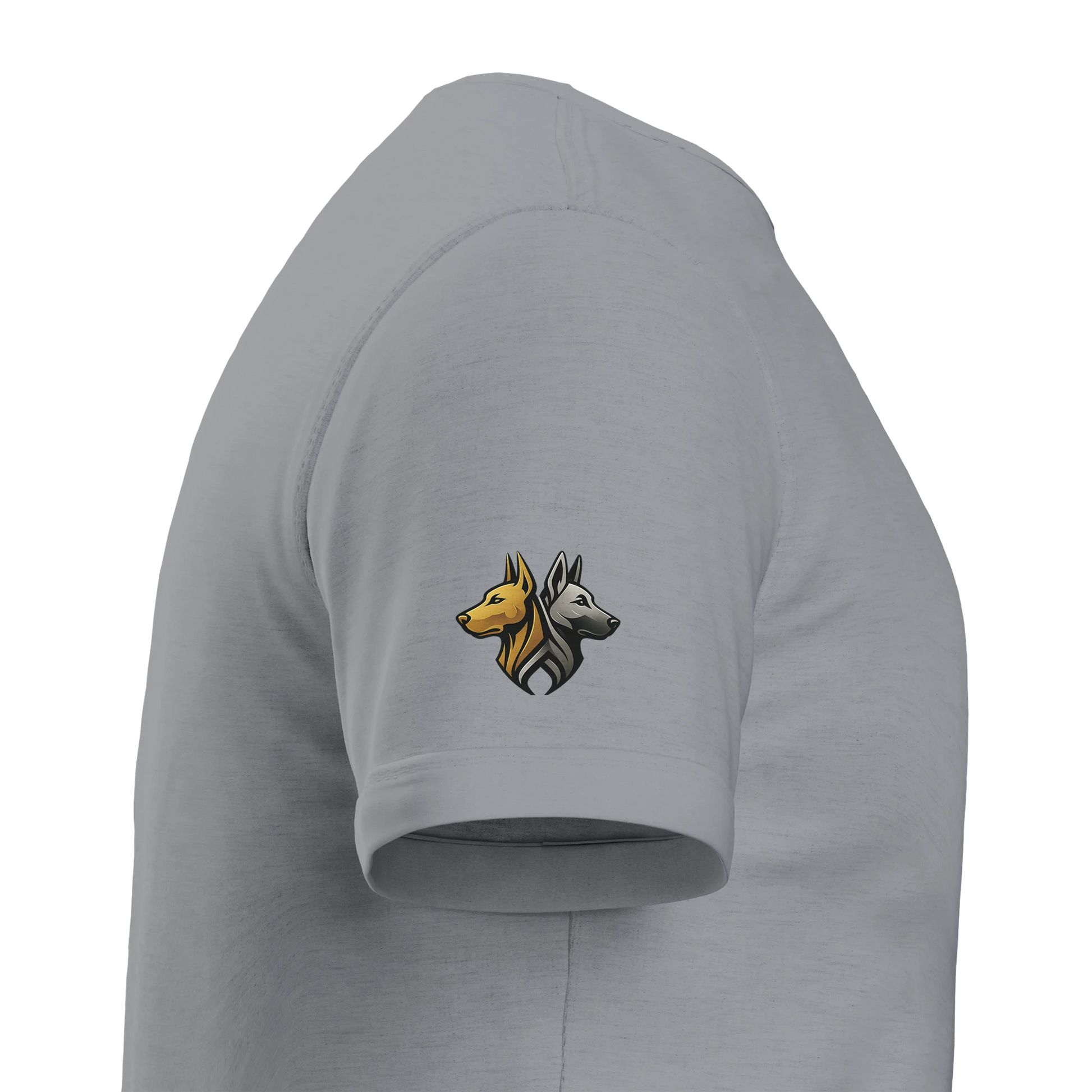 Marque MolossDesign | T-shirt enfant col rond Dobermann avec drapeau allemand2 et logo sur manche droite MolossDesign