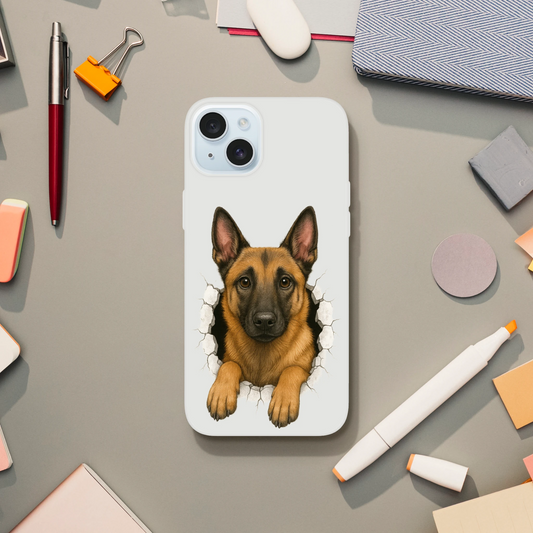 Coque pour Iphone Malinois trou mur2