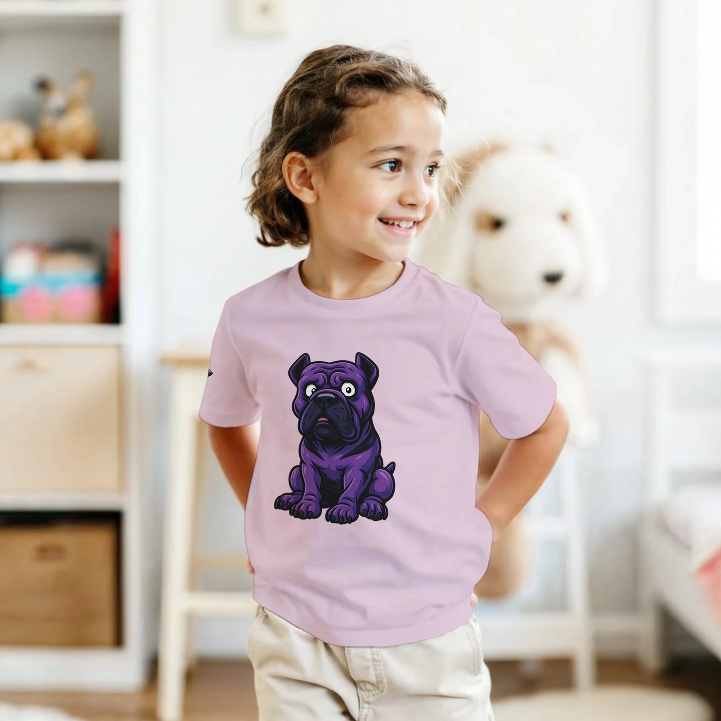 T-shirt enfant unisexe classique ras du cou rose Cane Corso humour
