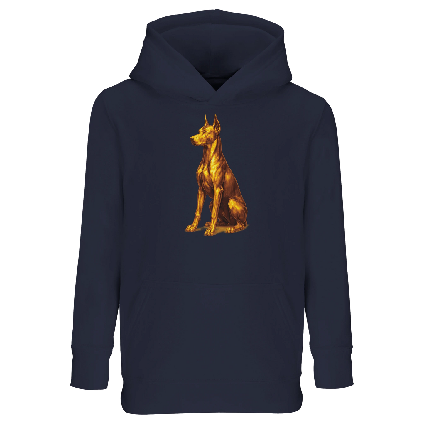 Sweat-shirt à capuche enfant bleu marine Dobermann doré