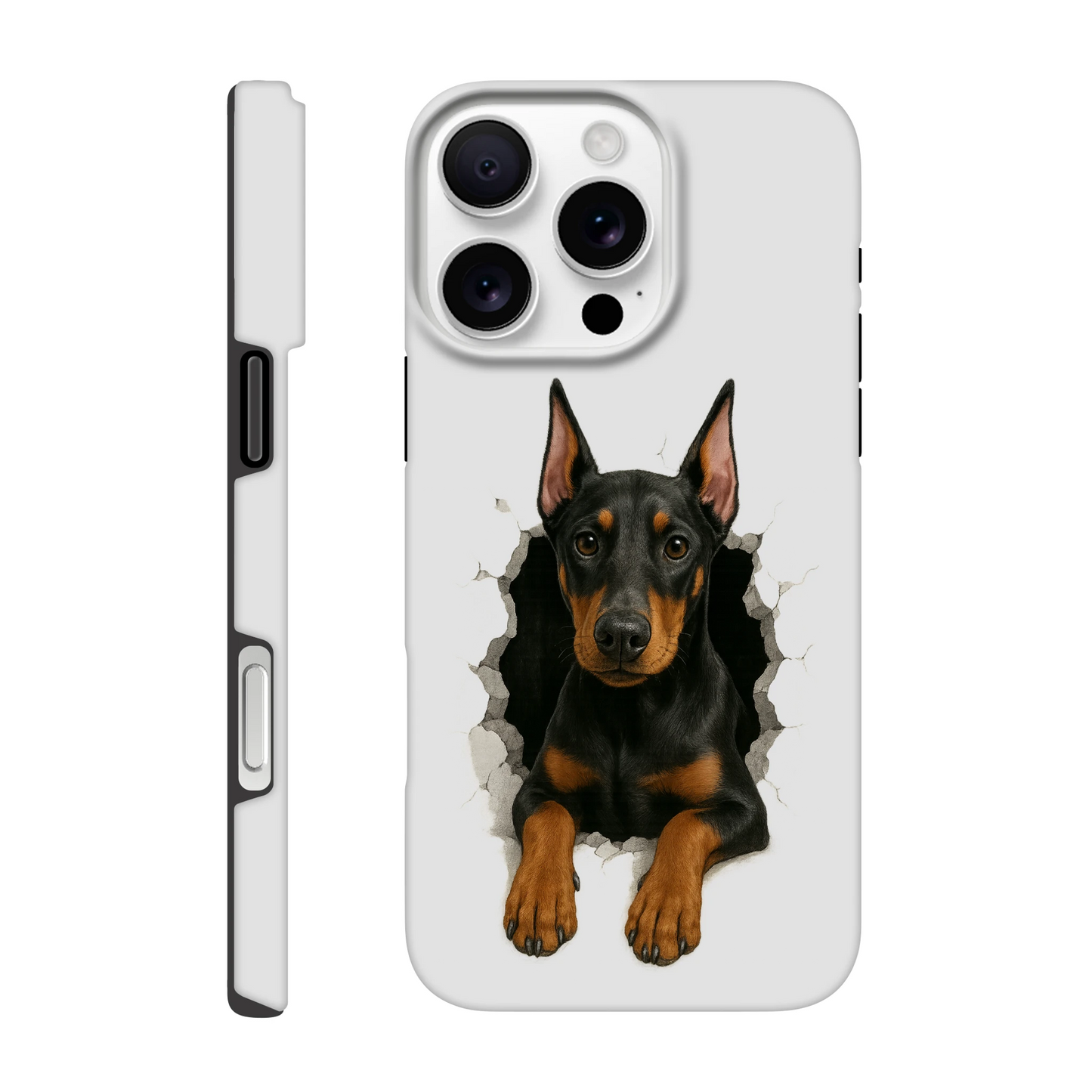 Coque résistante pour Iphone-Dobermann trou mur