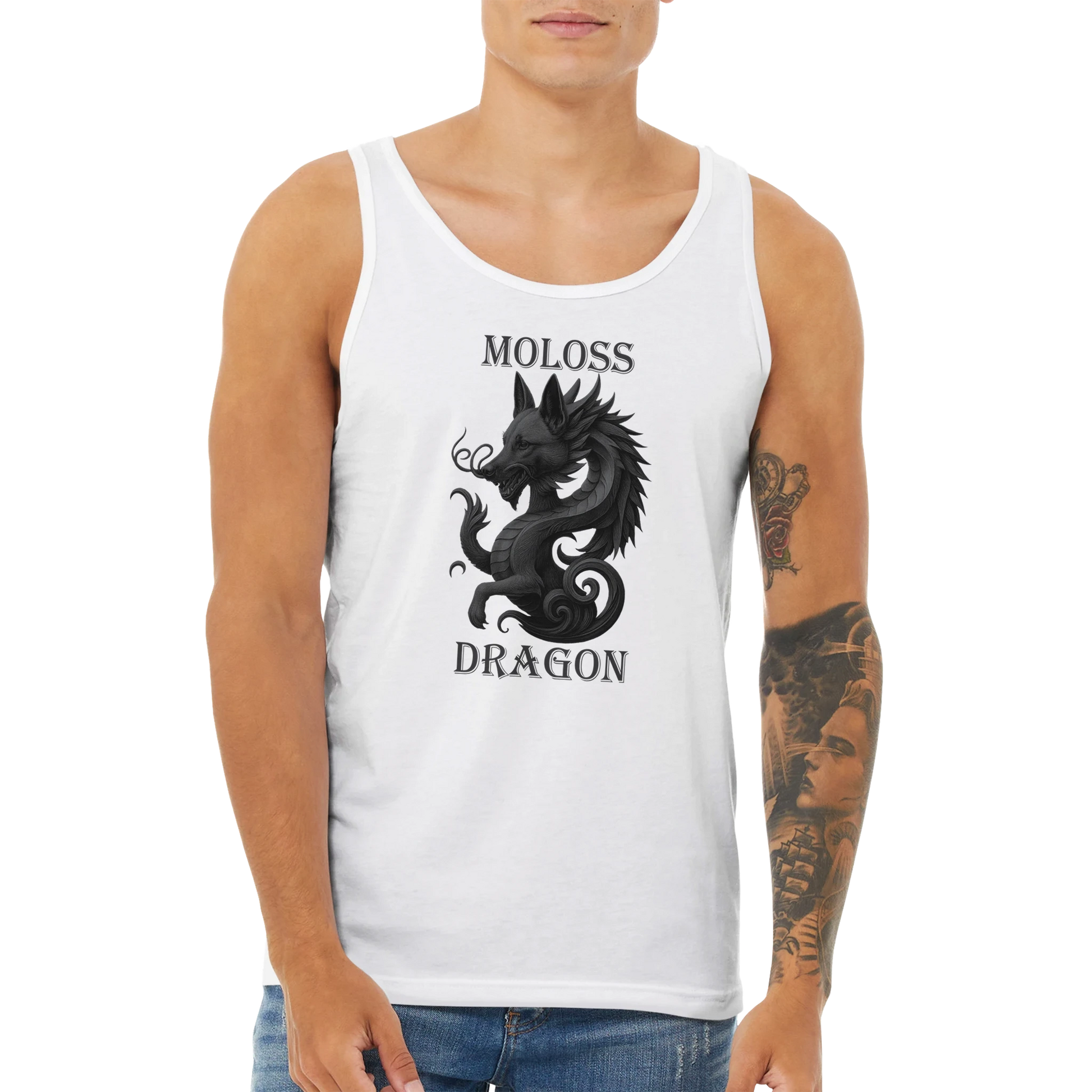 Débardeur adulte unisexe premium blanc Moloss Dragon Malinois