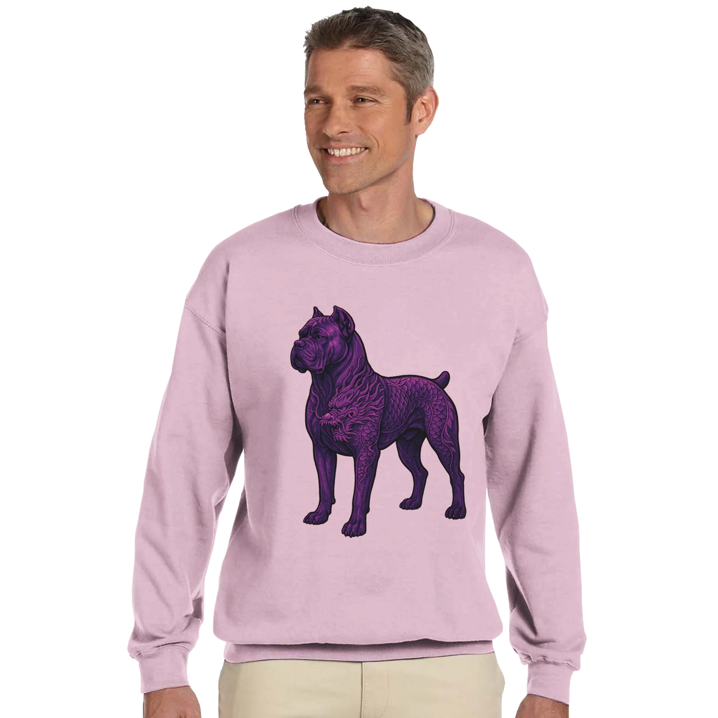 Sweat-shirt adulte unisexe classique ras du cou rose Cane Corso