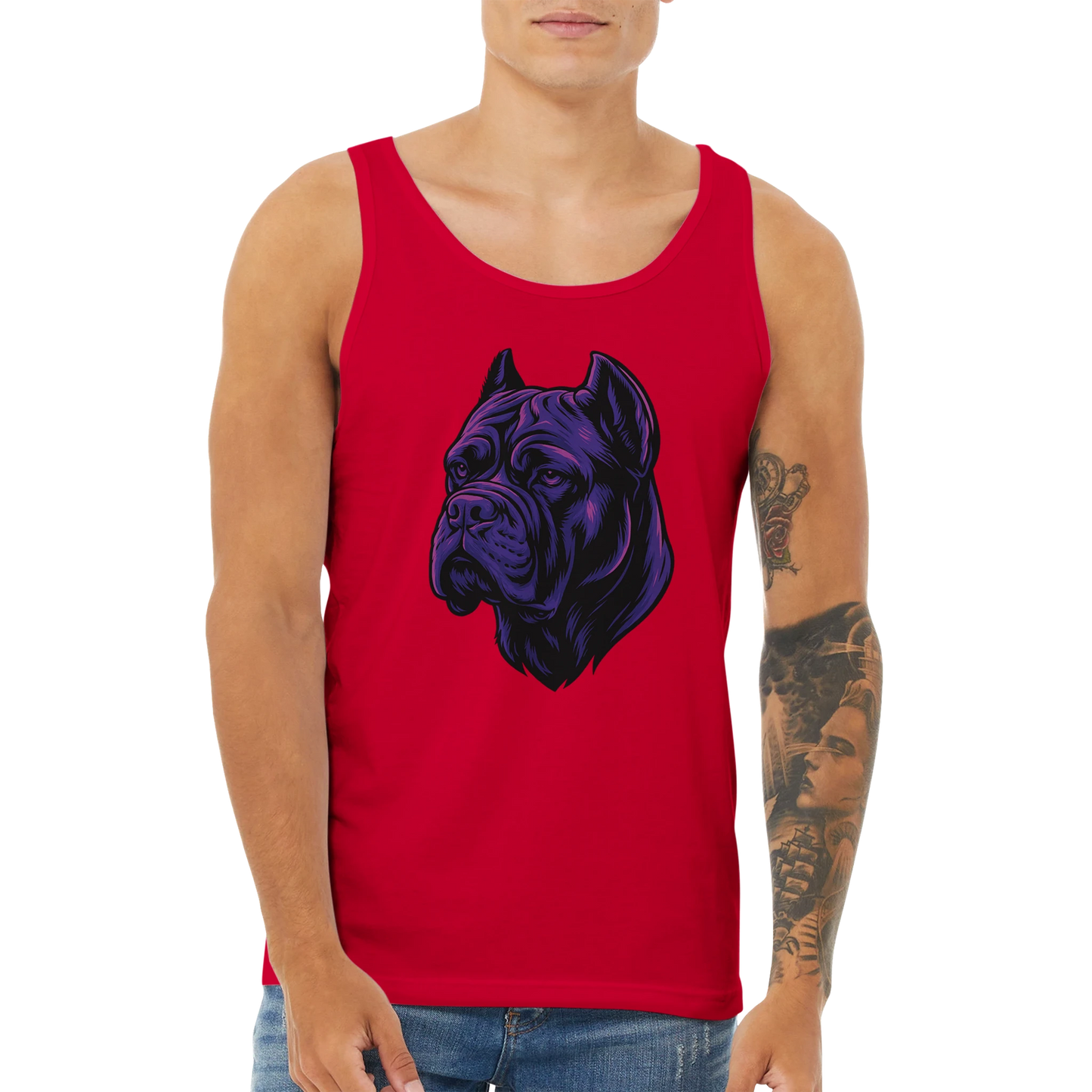 Débardeur adulte unisexe premium rouge tête Cane Corso