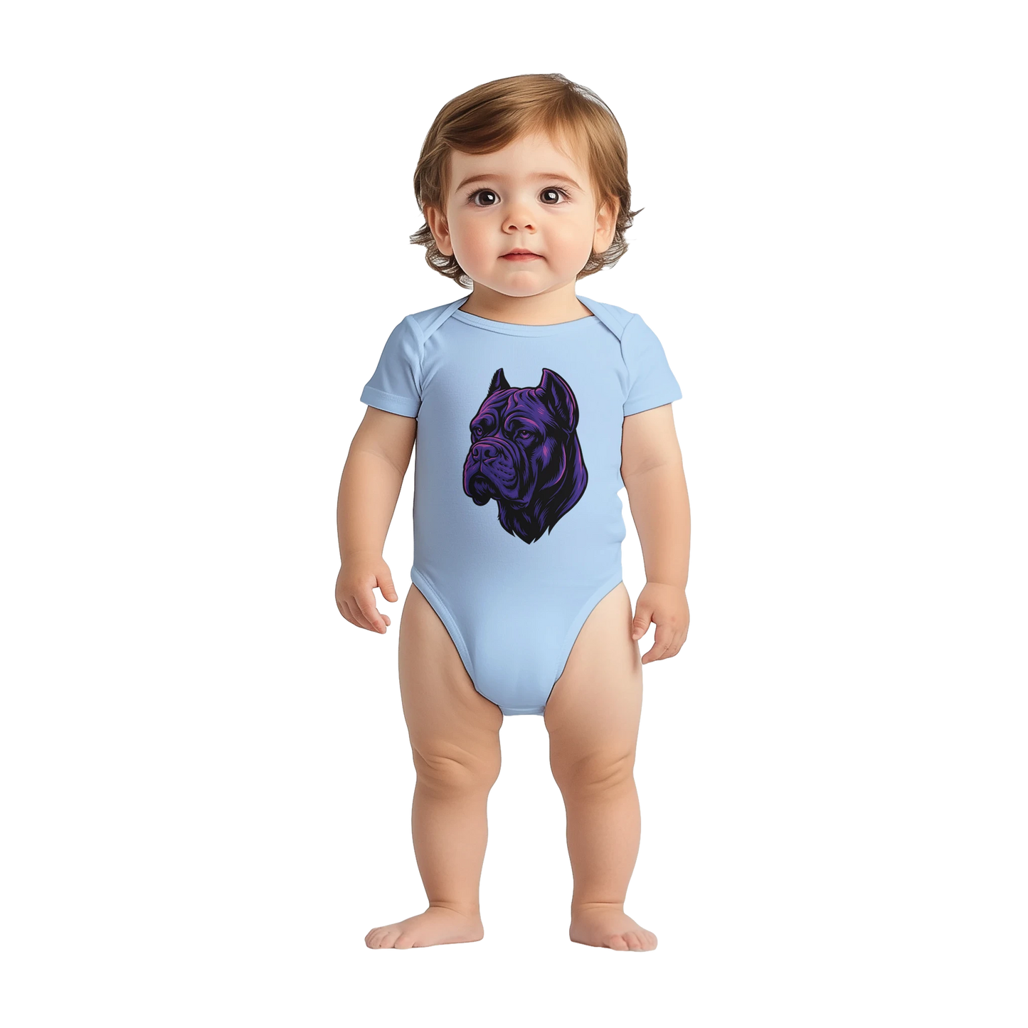Body bébé bleu ciel coton manches courtes Cane Corso