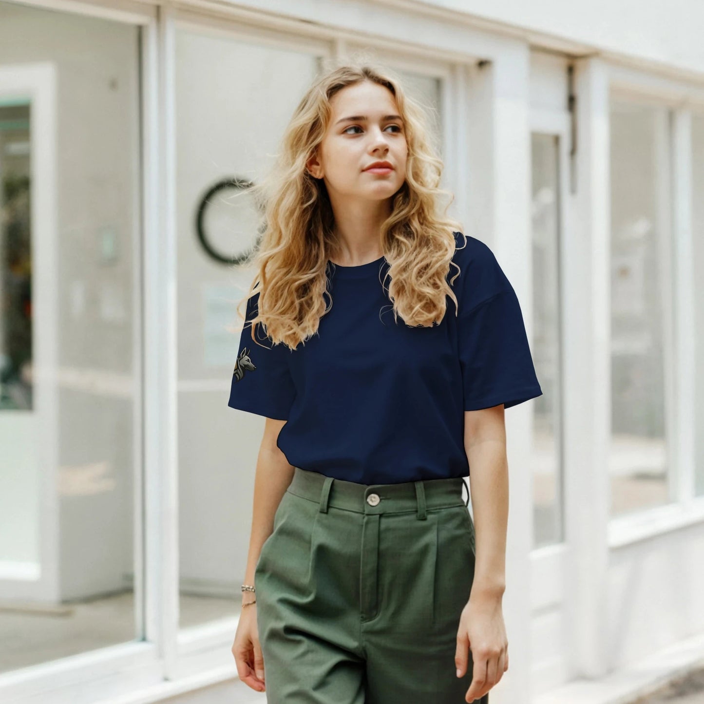 T-shirt adulte unisexe classique ras du cou avec logo sur manche droite MolossDesign