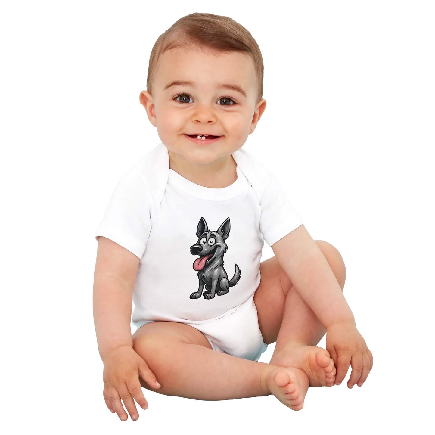 Body bébé blanc coton bio manches courtes Malinois