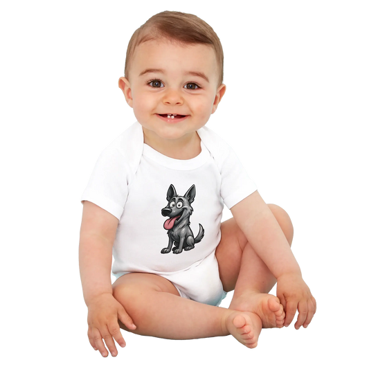 Body bébé blanc coton bio manches courtes Malinois