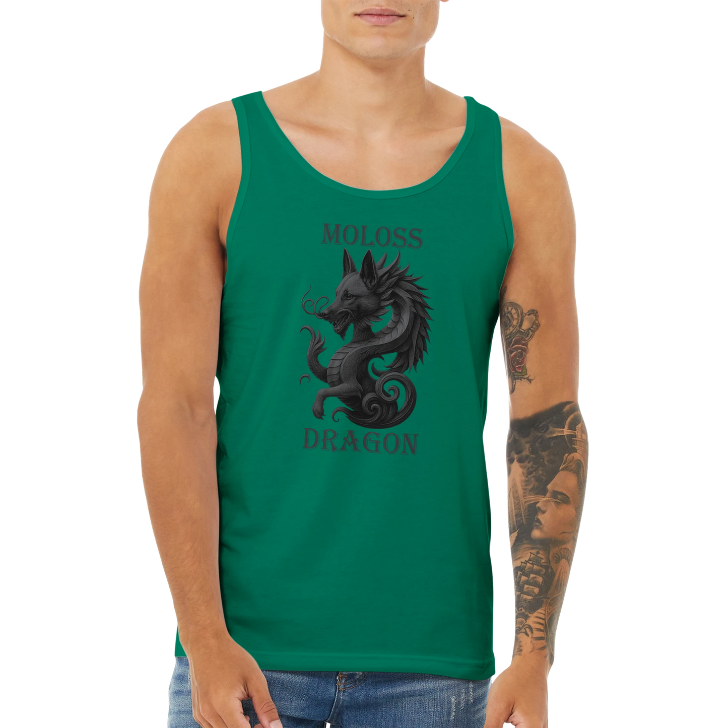 Débardeur adulte unisexe premium vert Moloss Dragon Malinois